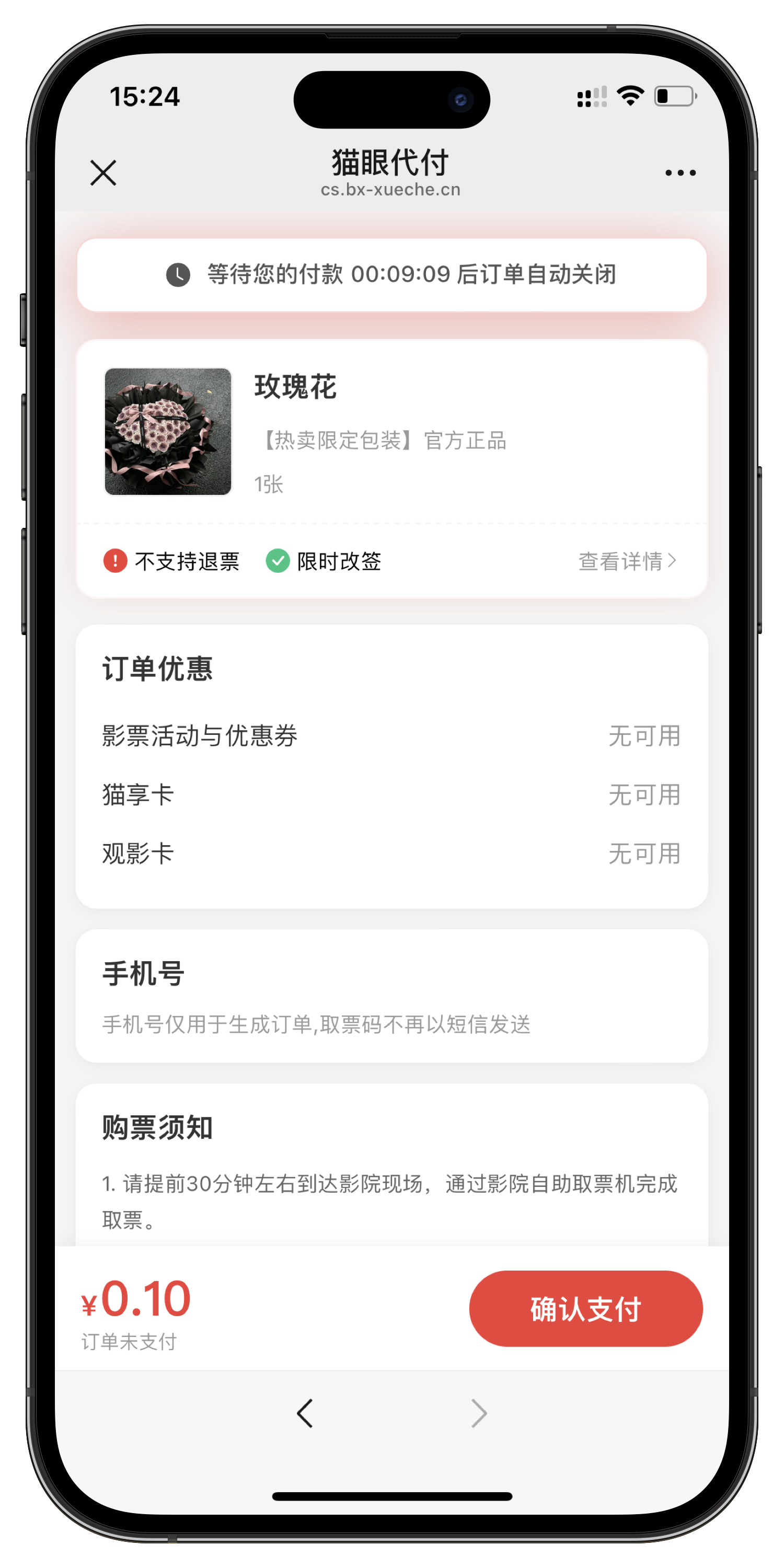 猫眼代付页